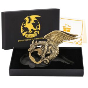 LKKCHER Dragon Bottle Opener, Mens Bottle Opener, Novelty Father’s Day Birthday Beer Gifts for Men Dad Boyfriend Husband Beer Lovers Bar Accessory Gifts with Gift Box&Card