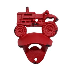 treasure gurus rustic cast iron wall mount red farm tractor beer cap soda pop top bottle opener