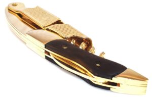 gold & black corkscrew wood handle professional double hinge waiters wine key