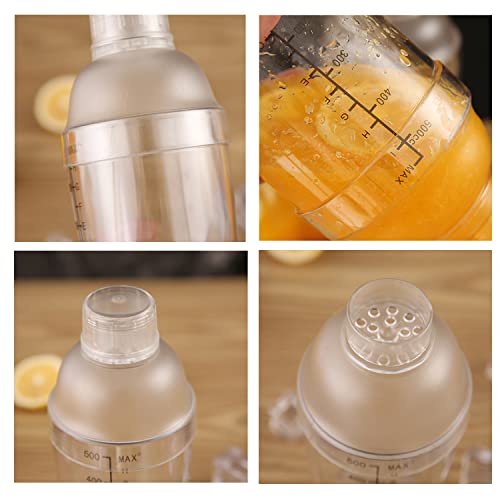 2 Pcs Plastic Cocktail Shaker 700cc / 24 oz Clear Drink Shaker Plastic Bar Tool for Milk Wine Mixing Drink Shaker/Drink Mixer (2, 700ml)