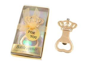 kinteshun bottle opener with gift box packing,crown shape wedding birthday baby shower party favor bottle opener souvenir gift(12pcs,rose gold tone)