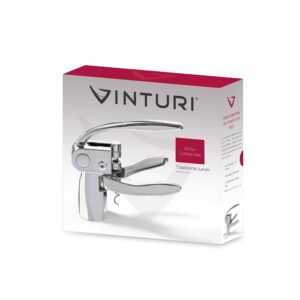 Vinturi Traditional Lever Wine Opener Includes Foil Cutter, 1, Silver