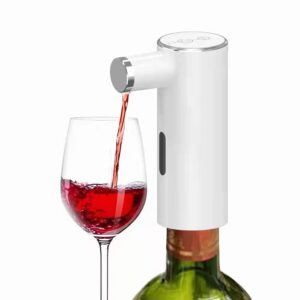 Automatic/Manual Wine Aerator, USB Rechargeable Wine Pump Dispenser Electric Aeration and Decanter Wine Spout Pourer, Red & White Wine Accessories Automatic Aerator – White