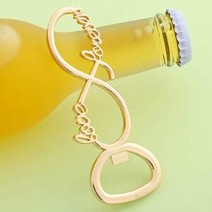 Yuokwer 24 PCS Upgrade Love Beer Bottle Opener Wedding Party Favor Bottle Opener for Baby Shower Favor Bridal Shower Party Supplies Wedding Souvenir Gift Decorations(Gold Love Forever, 24)