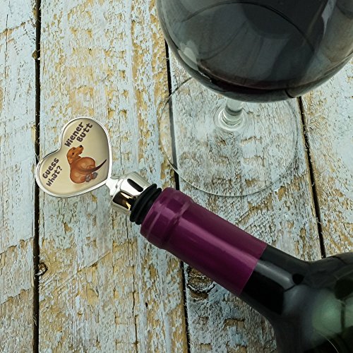 Guess What Wiener Dog Butt Dachshund Funny Heart Love Wine Bottle Stopper