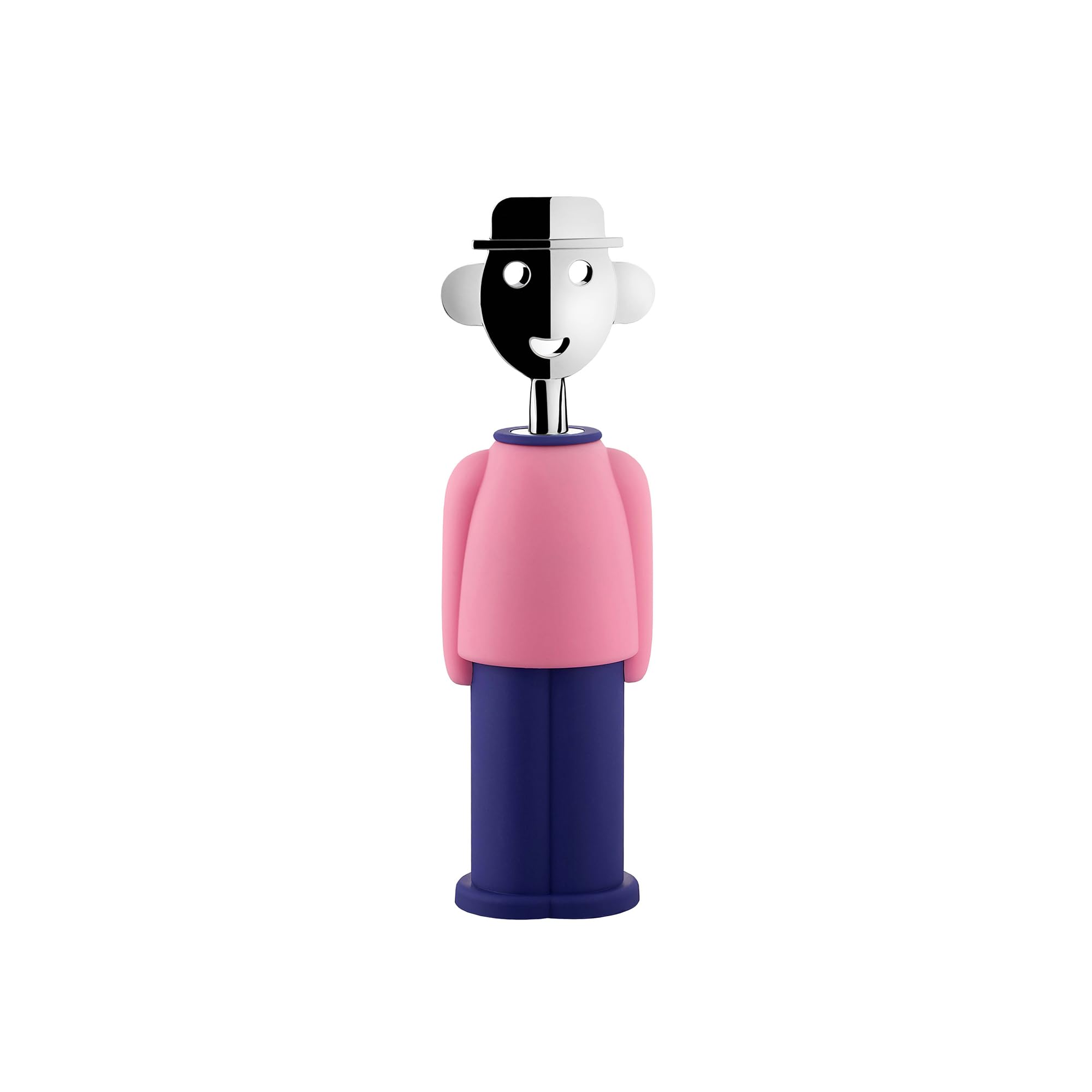 Alessi AM23 PAZ - Alessandro M. Corkscrew in thermoplastic resin, pink and blue and chrome plated zamak.