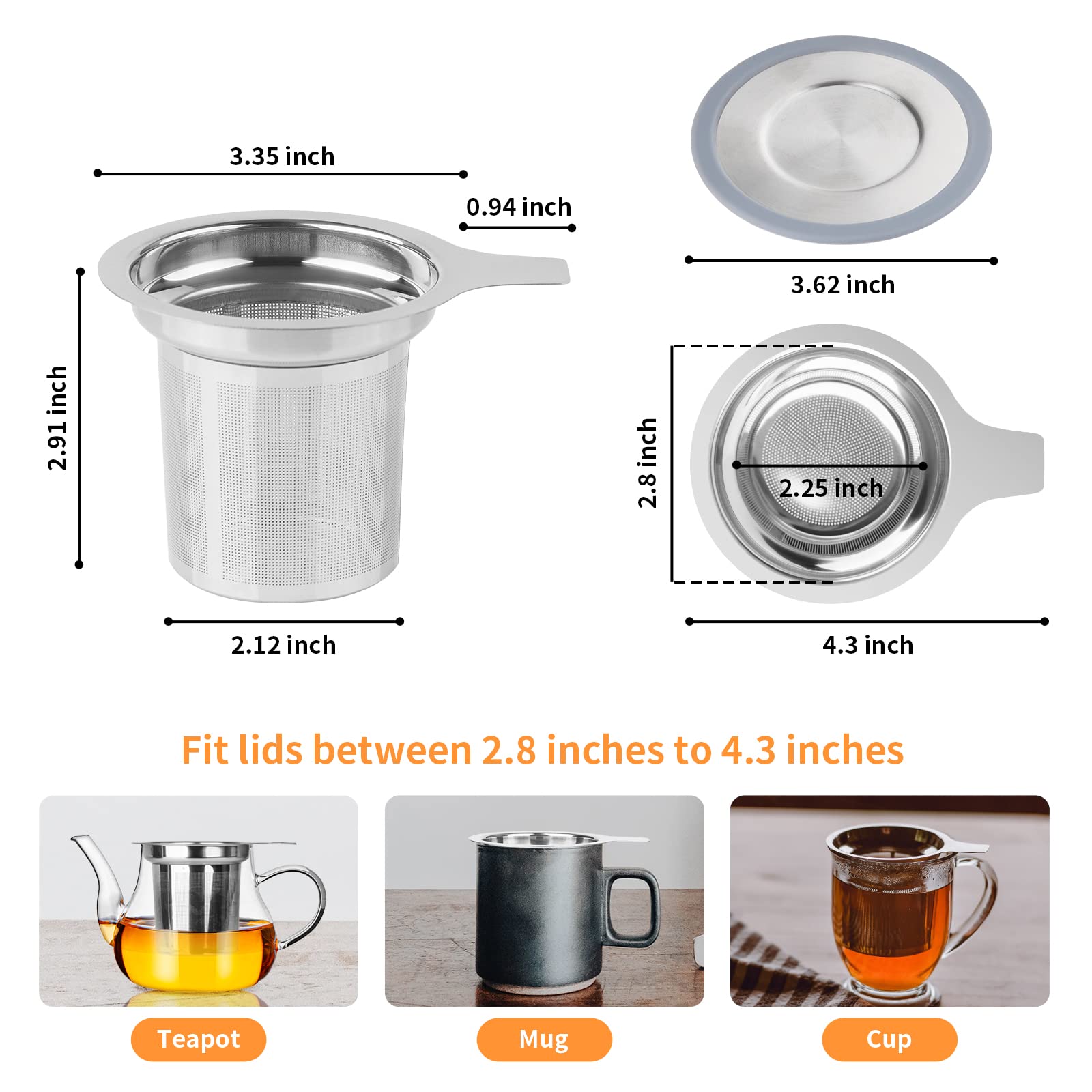 Vaincre 2PCS 9" Muddler and 10” Bar Spoon Cocktail Mixing Spoon and Tea Infuser Tea Strainer and Lid