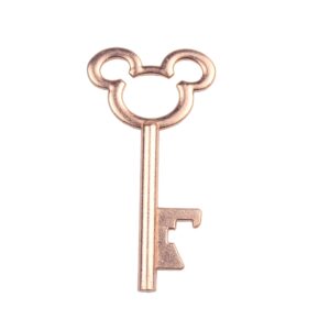 Aokbean 52pcs Vintage Skeleton Key Bottle Opener with Escort Thank You Tag Card and Keychain for Party Wedding Favor Guest Souvenir Kit (Rose Gold)