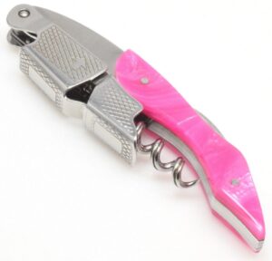 pink handle professional corkscrew double hinge deluxe waiters wine key