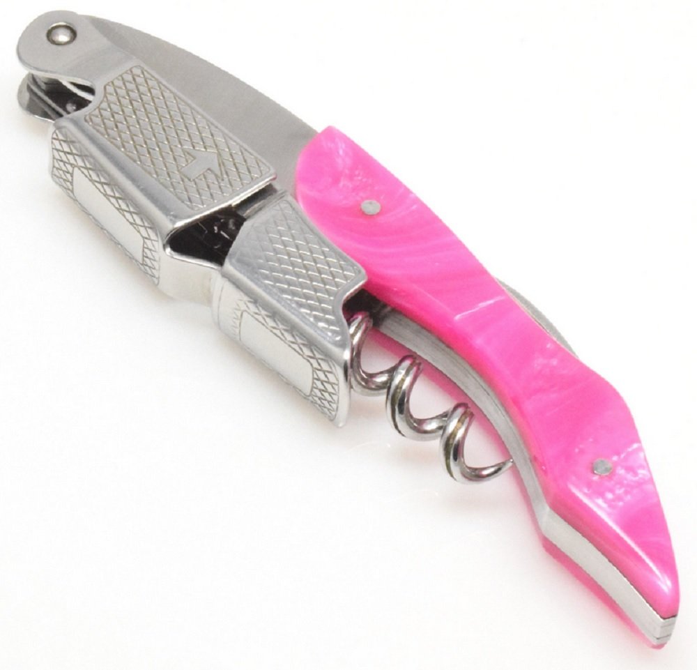 Pink Handle Professional Corkscrew Double Hinge Deluxe Waiters Wine Key