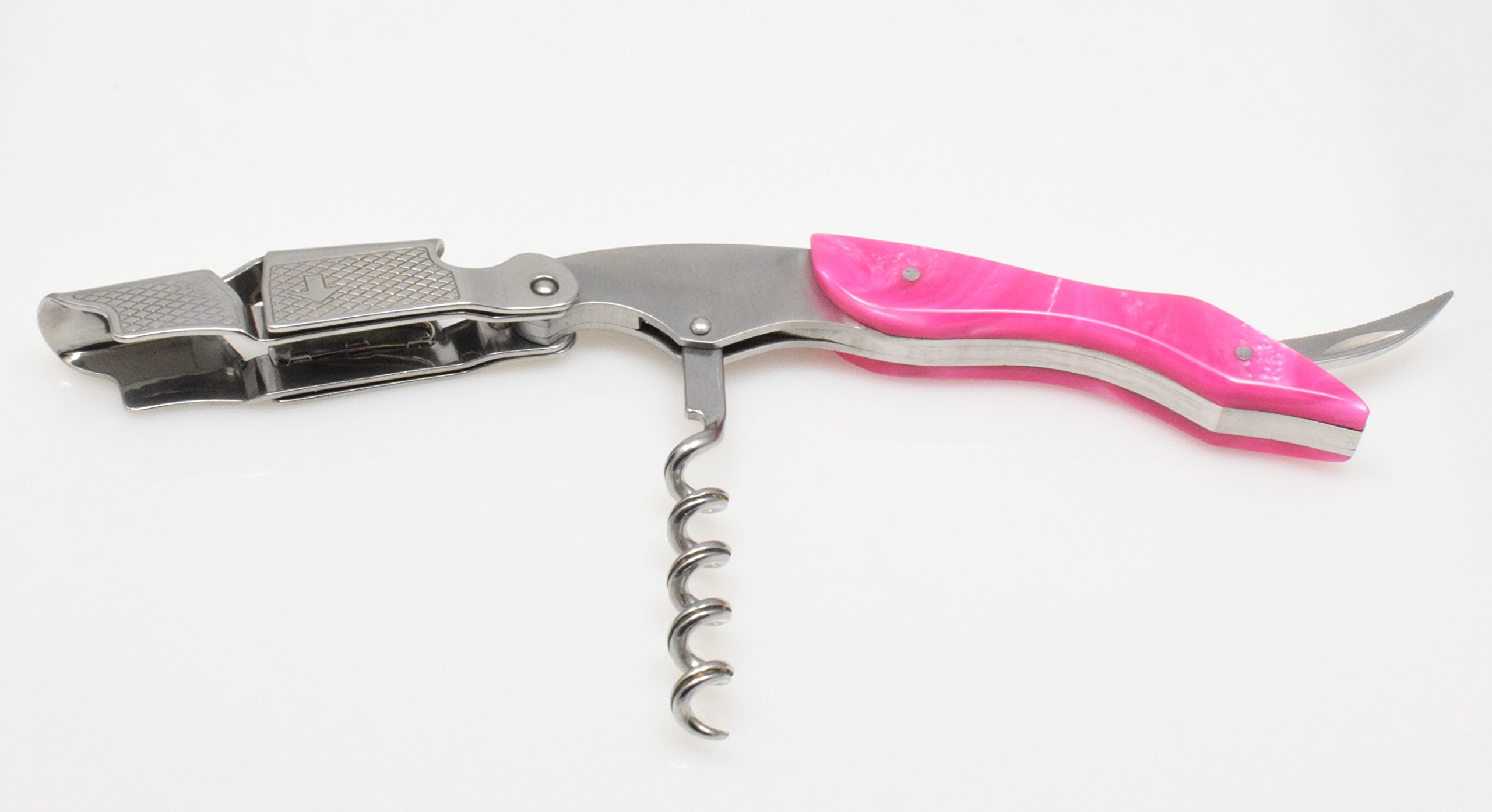 Pink Handle Professional Corkscrew Double Hinge Deluxe Waiters Wine Key