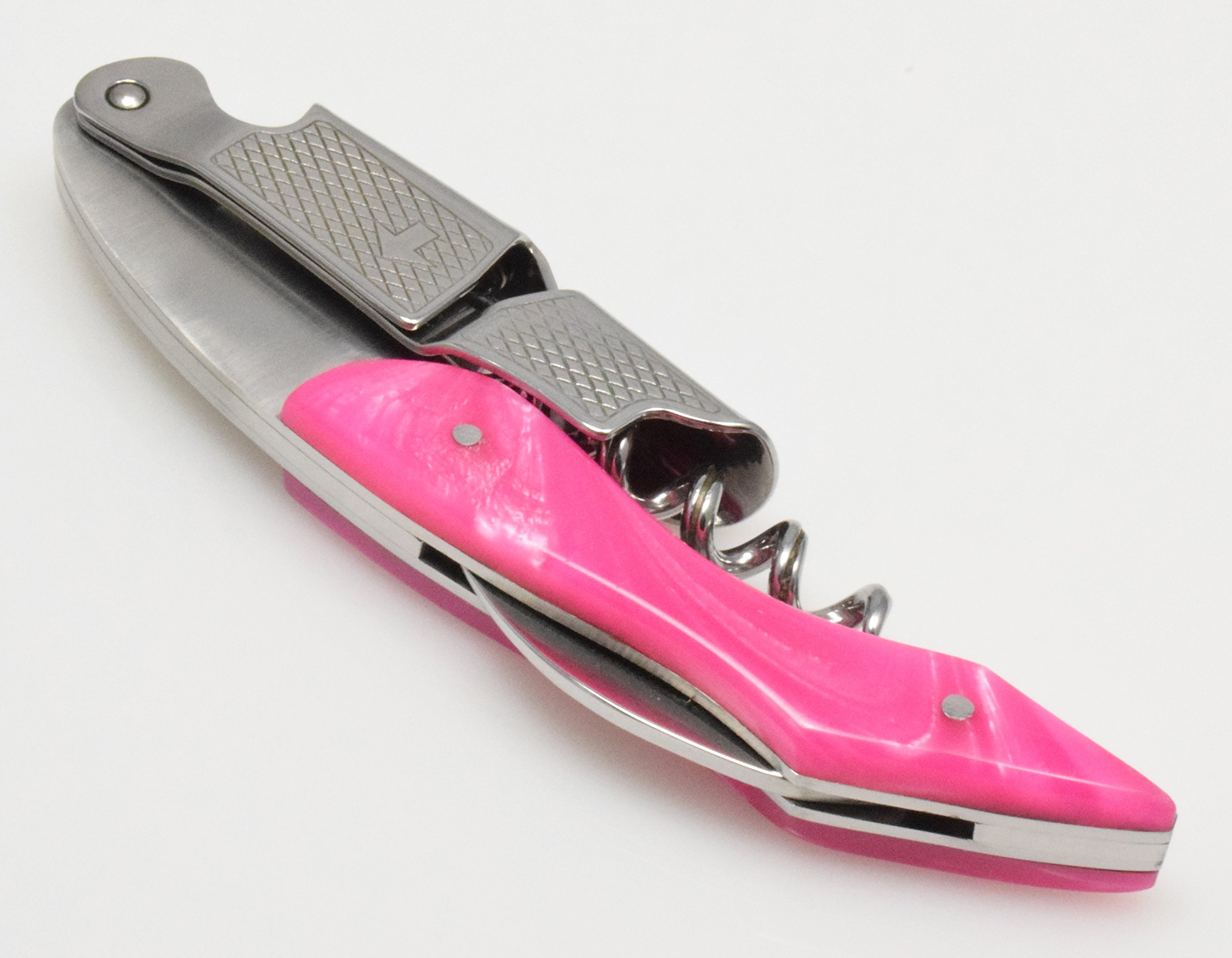 Pink Handle Professional Corkscrew Double Hinge Deluxe Waiters Wine Key