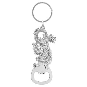keychain beer bottle opener, metal dragon shape opener with key ring chains easy to carry, creative gift apapkpar (silver)