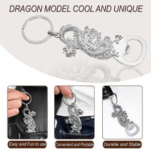 Keychain Beer Bottle Opener, Metal Dragon Shape Opener with Key Ring Chains Easy to Carry, Creative Gift APAPKPAR (silver)