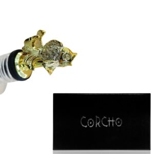 CORCHO - Fish Wine Pourer, Animal Wine Pourer, Animal Wine Aerator Pourer, Wine Pourer, Wine Aerator Pourer | Decorative Gift Box | Beach Bar, Wine, Whiskey, Champagne, Liquor Pourers (Gold)