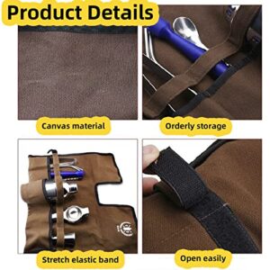 Jaugufiy Canvas Bartender Bag Travel Bartender Kit Bag Bar Kit Bag Professional Bartender Roll Strap Mixology Bartender Kit Cocktail Set Bag Bar Tools Carry Bag (Brown)