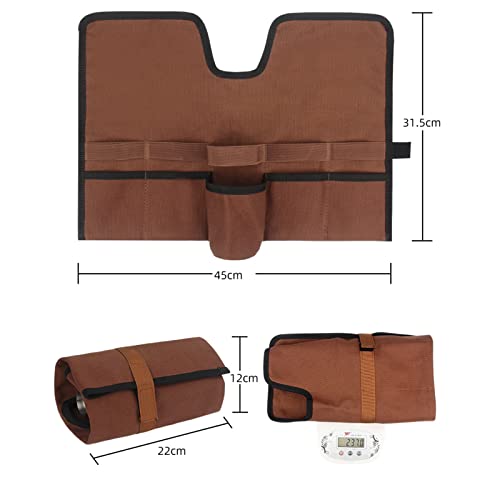 Jaugufiy Canvas Bartender Bag Travel Bartender Kit Bag Bar Kit Bag Professional Bartender Roll Strap Mixology Bartender Kit Cocktail Set Bag Bar Tools Carry Bag (Brown)