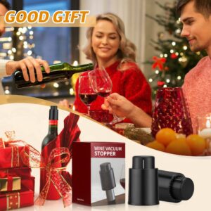 2 Pack Vacuum Wine Stopper Sealer Plug Date Markable Silicone Reusable Wine Cork Caps for Bottles, Wine Saver Bar Tools Amzazing gift for Wine Lover