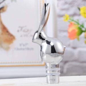 Cabilock Bunny Wine Stopper Zinc Alloy Beverage Wine Bottle Stoppers Bunny Rabbit Heads Airtight Seal Bottle Plug for Wedding Easter Party Rabbit Head Bottle Stopper