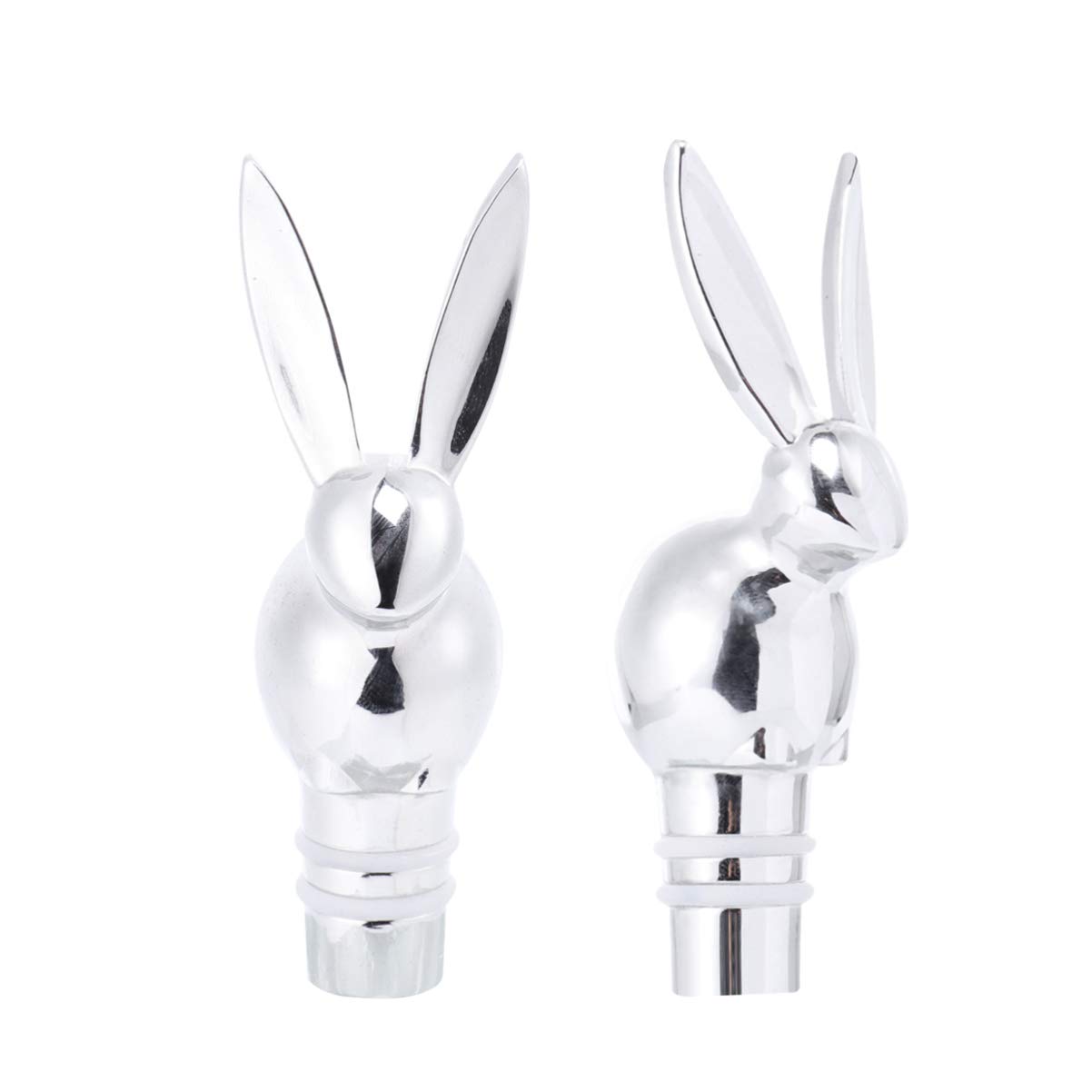 Cabilock Bunny Wine Stopper Zinc Alloy Beverage Wine Bottle Stoppers Bunny Rabbit Heads Airtight Seal Bottle Plug for Wedding Easter Party Rabbit Head Bottle Stopper