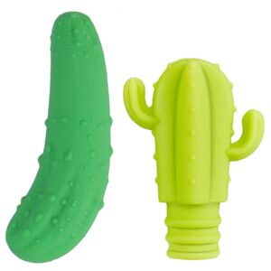 silicone cucumber cactus wine stoppers, funny reusable wine bottle stoppers for wine party favors, cute wine plug cork for glass bottles, beer bottle, champagne, beverage fresh keeping wine saver