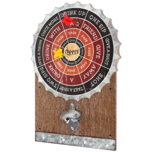 Lily’s Home Magnetic Dart Board Drinking Game with Wall Mount Beer Bottle Opener