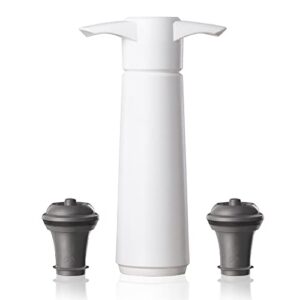 vacu vin wine saver pump with 2 x vacuum bottle stoppers - white