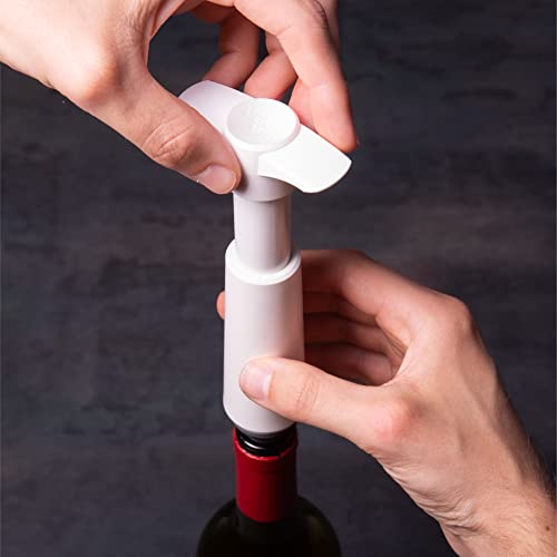 Vacu Vin Wine Saver Pump with 2 x Vacuum Bottle Stoppers - White