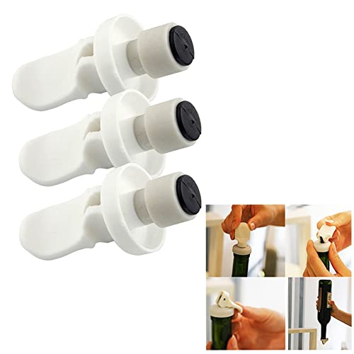 Wine Stoppers, Plastic Vacuum Sealed Bottle Stopper, Beer Soda Red Champagne Beverage Storage Caps Stoppers for Glass Bottles, White, 3PCS, 18x9x3CM (AZ-P077-US1001240DUVBMUV)