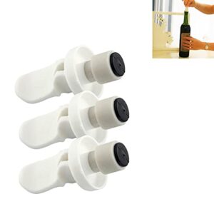 Wine Stoppers, Plastic Vacuum Sealed Bottle Stopper, Beer Soda Red Champagne Beverage Storage Caps Stoppers for Glass Bottles, White, 3PCS, 18x9x3CM (AZ-P077-US1001240DUVBMUV)