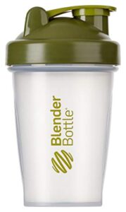 blenderbottle classic shaker cup/diet shaker/protein shaker with blenderball / 590ml - clear moss green