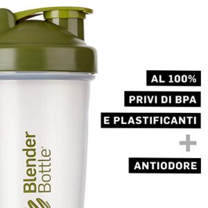 BlenderBottle Classic Shaker cup/Diet Shaker/Protein Shaker with Blenderball / 590ml - clear moss green