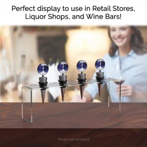 Marketing Holders Wine Bottle Topper Display Stand 4 Slot Rack .75 Inch Wide Holes Stand Premium Clear Acrylic 9.75 Inch Wide by 2 Inch Deep Showcase Your Collection