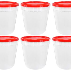 Poly Farm 2.5 Gallon White Ice Cream Tub with Red Lid (6)