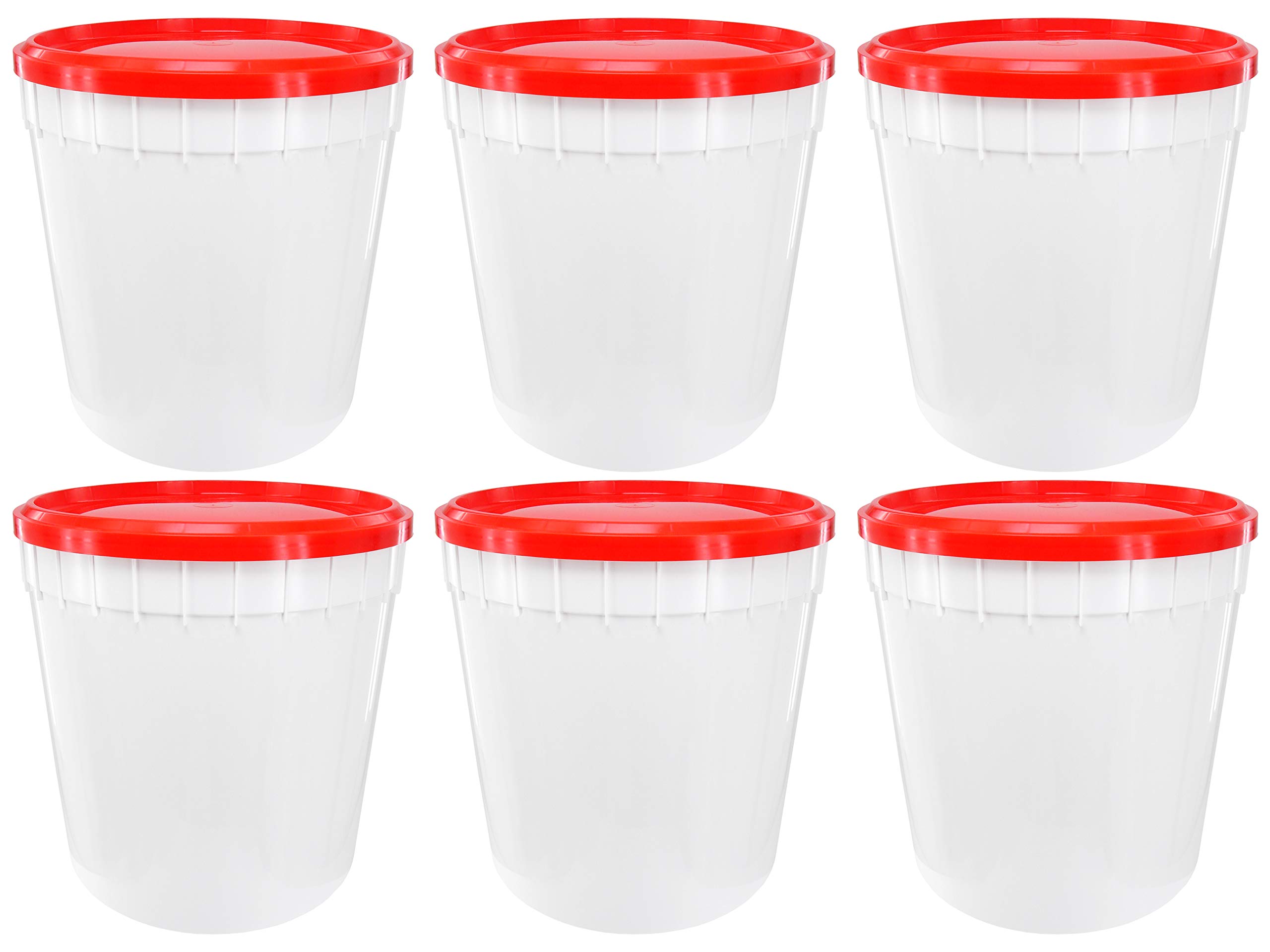 Poly Farm 2.5 Gallon White Ice Cream Tub with Red Lid (6)