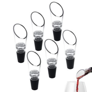 reignsword 6 pcs wine aerator pourer spouts, premium wine bottle decanter spout aerator (black)
