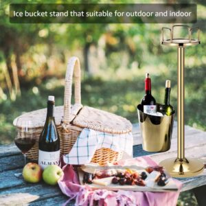 Ice Bucket Stand,8Ib Champagne Stand Golden Stainless Steel Wine Bucket Stand Holder with Rail Ice Bucket Stand for Party Home KTV Club Bar,70cm