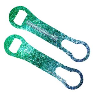 add your name v-rod® bottle opener – glitter - greenblue