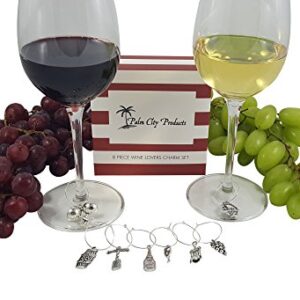 Palm City Products Deluxe Wine Charm Set – 28 Pieces Total includes Beach, Wine Lover, and World Traveler Themes