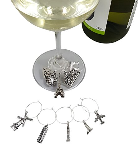 Palm City Products Deluxe Wine Charm Set – 28 Pieces Total includes Beach, Wine Lover, and World Traveler Themes