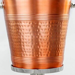 Hammered Copper Lightweight Ice Bucket |Highly Conductive Cooler & Cellar Bucket with Nickel Plated Free Stand | Kitchen Ware & Bar Wares