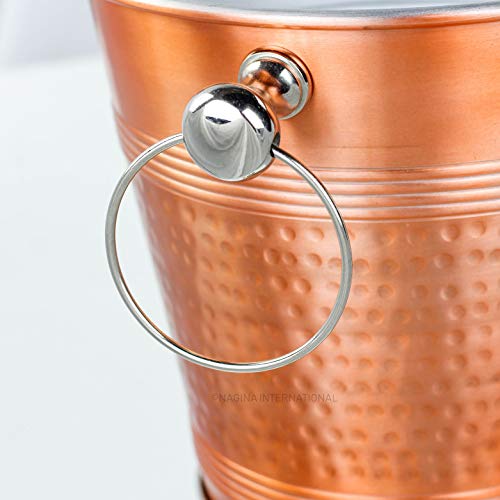 Hammered Copper Lightweight Ice Bucket |Highly Conductive Cooler & Cellar Bucket with Nickel Plated Free Stand | Kitchen Ware & Bar Wares