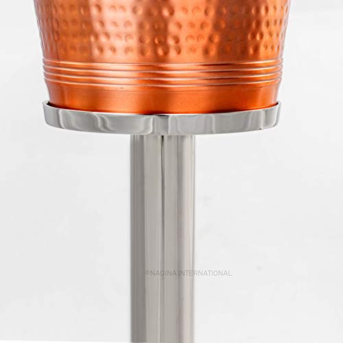 Hammered Copper Lightweight Ice Bucket |Highly Conductive Cooler & Cellar Bucket with Nickel Plated Free Stand | Kitchen Ware & Bar Wares