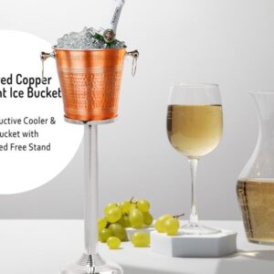 Hammered Copper Lightweight Ice Bucket |Highly Conductive Cooler & Cellar Bucket with Nickel Plated Free Stand | Kitchen Ware & Bar Wares