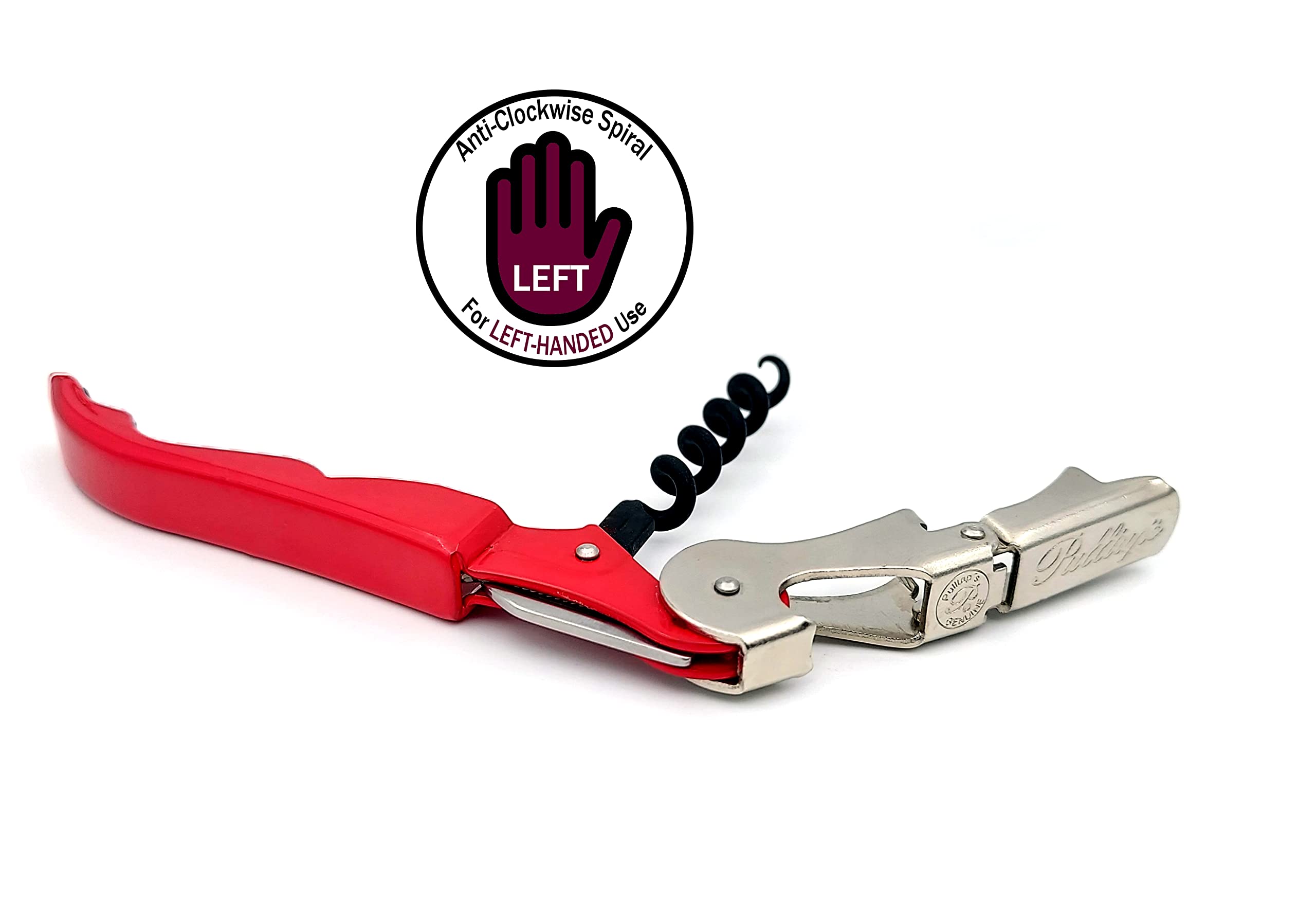 Pulltap's Genuine LEFT HANDED Classic 500 Wine Key Corkscrew (Rojo - Red)