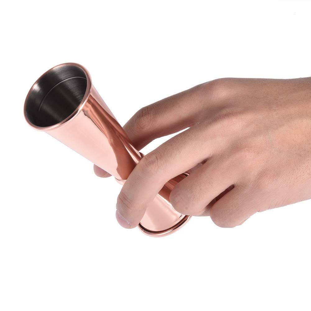 Jigger 2 oz 1 oz, Rose Gold Stainless Steel Double Cocktail Jigger Shot Measure Jigger Alcohol Measuring Cup Bar Tool for Bartending