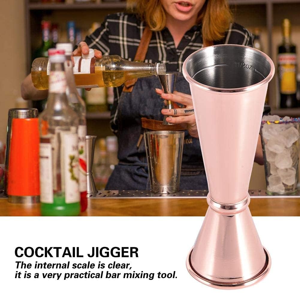 Jigger 2 oz 1 oz, Rose Gold Stainless Steel Double Cocktail Jigger Shot Measure Jigger Alcohol Measuring Cup Bar Tool for Bartending