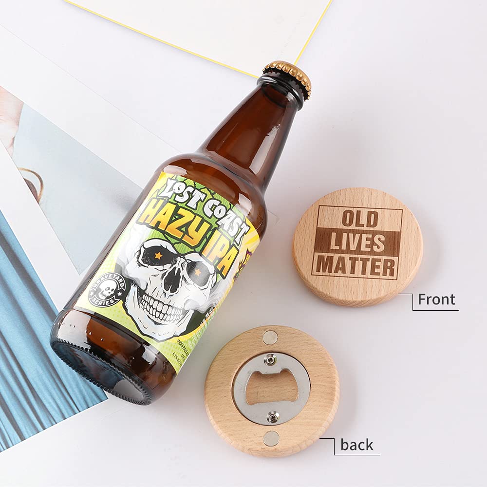 Java Wood Old Lives Matter Beer Bottle Opener Funny Wooden Magnetic Fridge Magnet