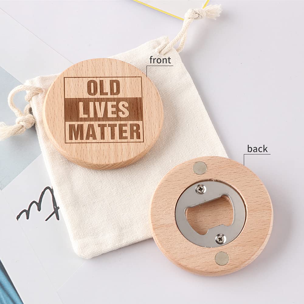 Java Wood Old Lives Matter Beer Bottle Opener Funny Wooden Magnetic Fridge Magnet