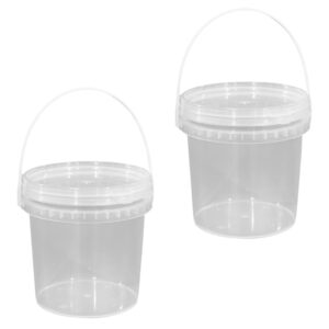 upkoch 2 pcs plastic food storage containers 32oz ice cream bucket with lid and handle clear soup pails airtight container for snacks deli food fruit